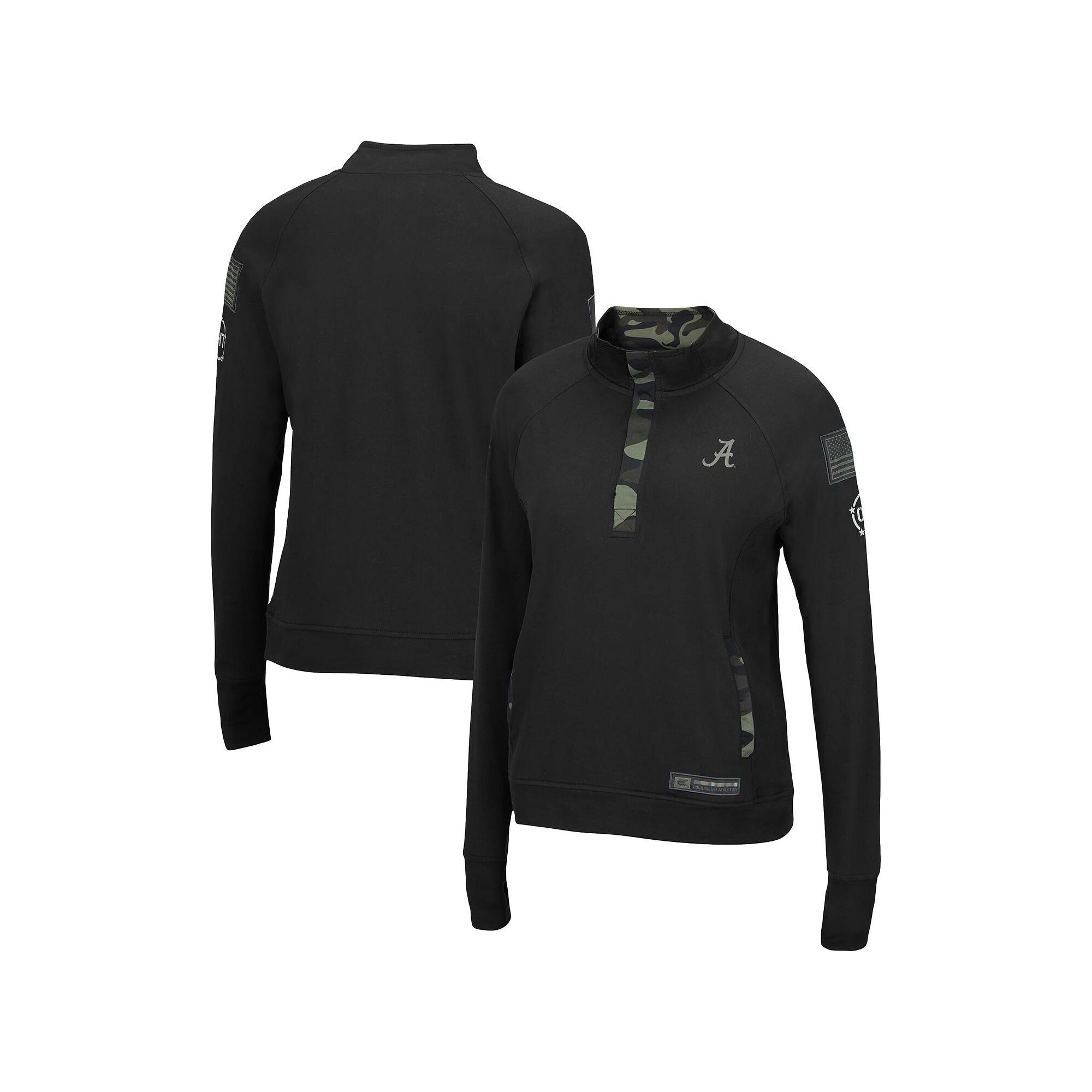 Women's Colosseum Black Notre Dame Fighting Irish OHT Military Appreciation Depth Raglan Quarter-Snap Jacket, Size: Small Product Image