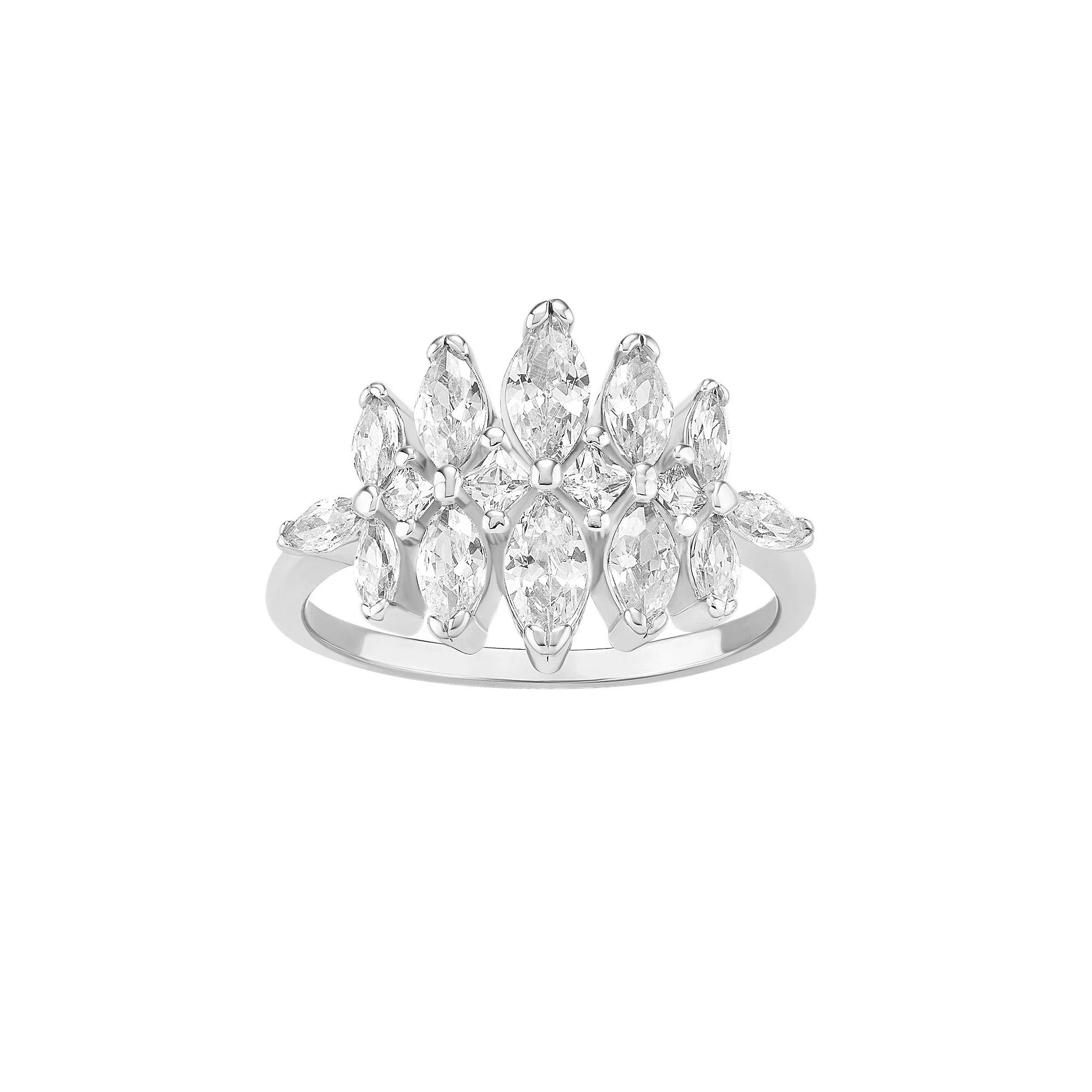 PRIMROSE Sterling Silver Graduated Cubic Zirconia Ring, Women's, Size: 9, Sterling Clear Product Image