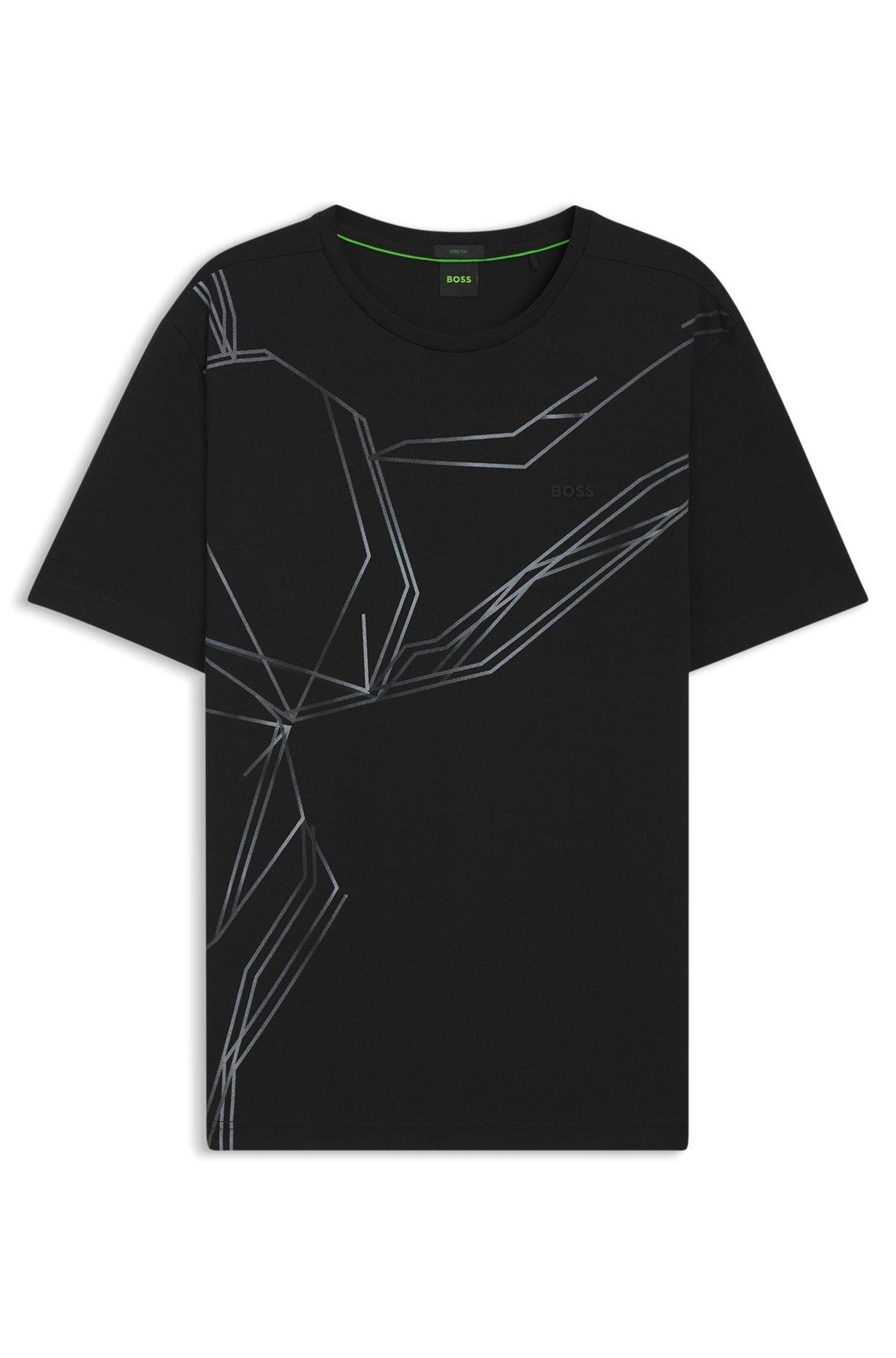 Stretch-cotton T-shirt with degradé print Product Image