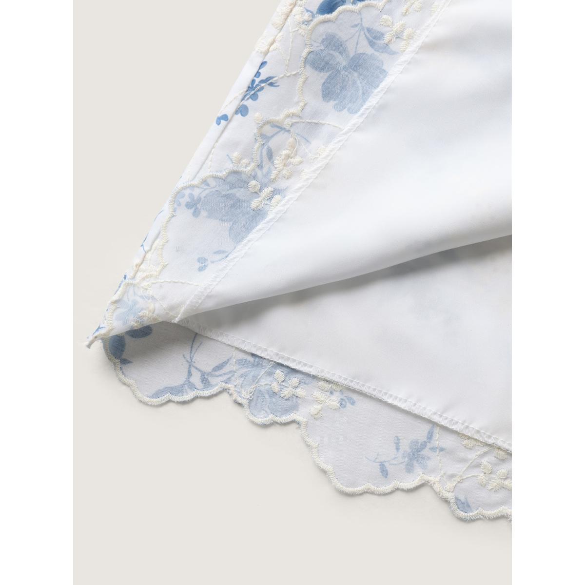 Plus Size Embroidered Floral Flutter Sleeve Midi Dress LightBlue Women V-neck Cap Sleeve Curvy BloomChic 30/6X Product Image