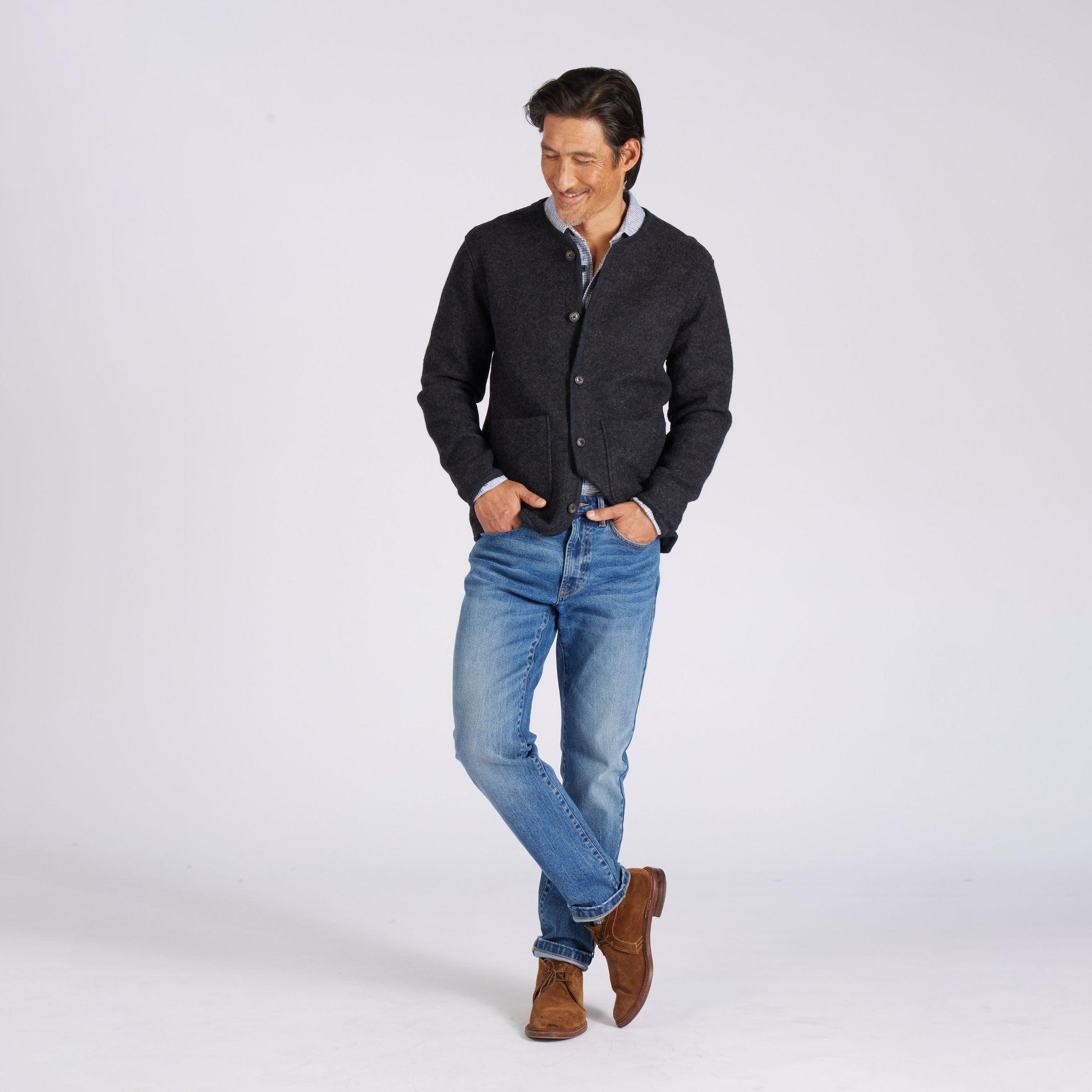 Burnham Knitted Boiled Wool Liner Jacket - Charcoal Product Image