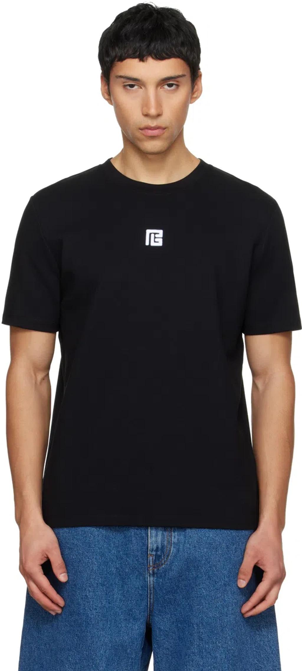BALMAIN Logo-embroidered Crew-neck T-shirt In Black Product Image