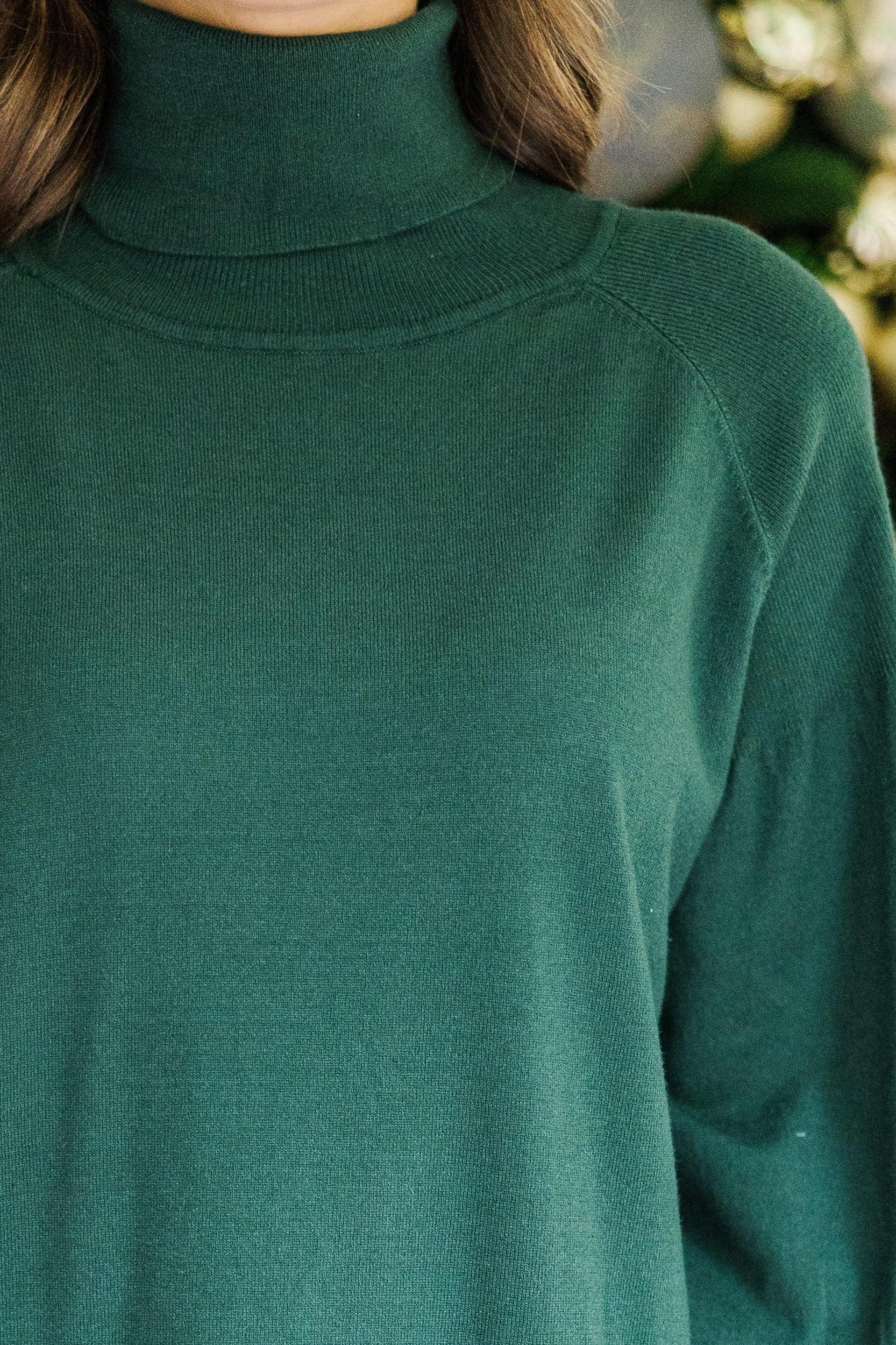 Wherever You Go Emerald Green Turtleneck Sweater Dress Female Product Image