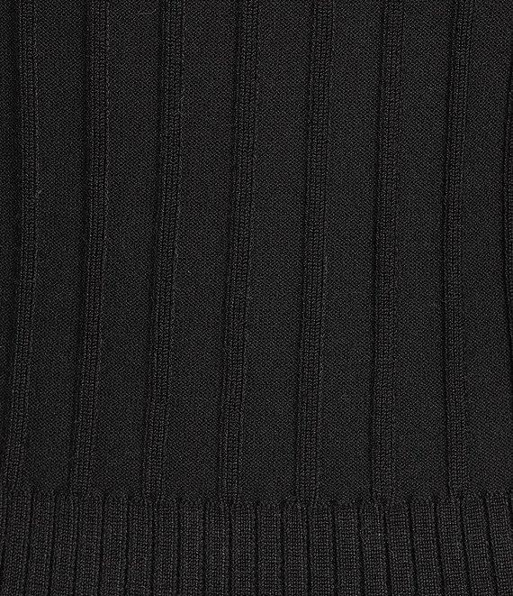 KARL LAGERFELD PARIS Ribbed Knit Crew Neck Short Sleeve Sweater Product Image