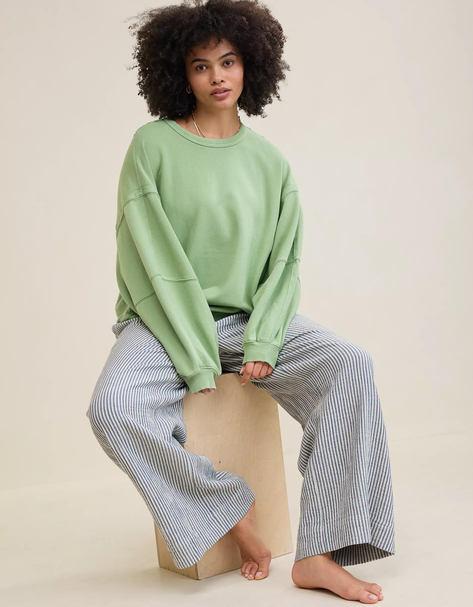 Aerie Keep It Light Crochet Crew Sweatshirt Product Image