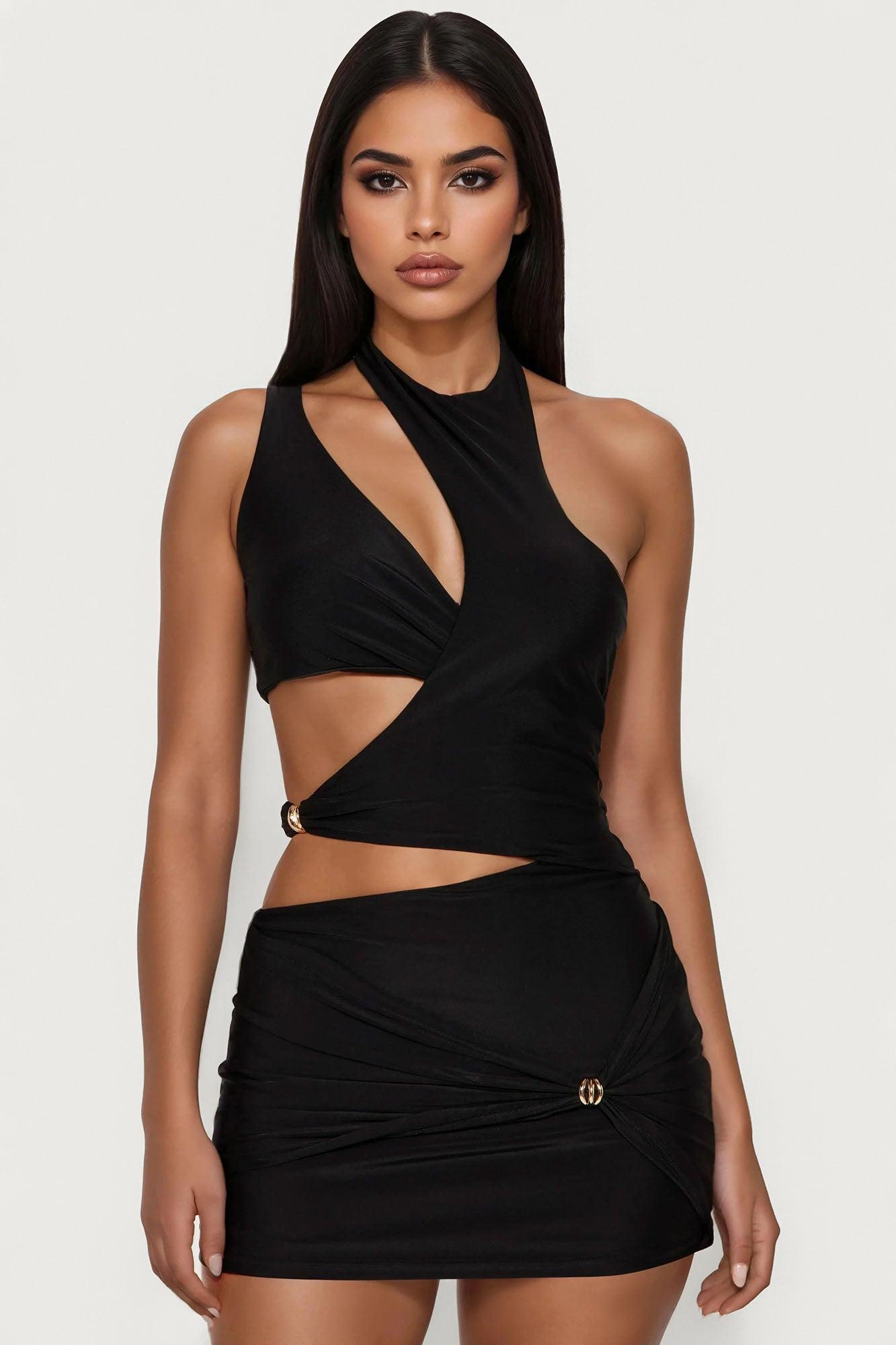 Ayla Cut Out Micro Mini Dress - Black Female Product Image