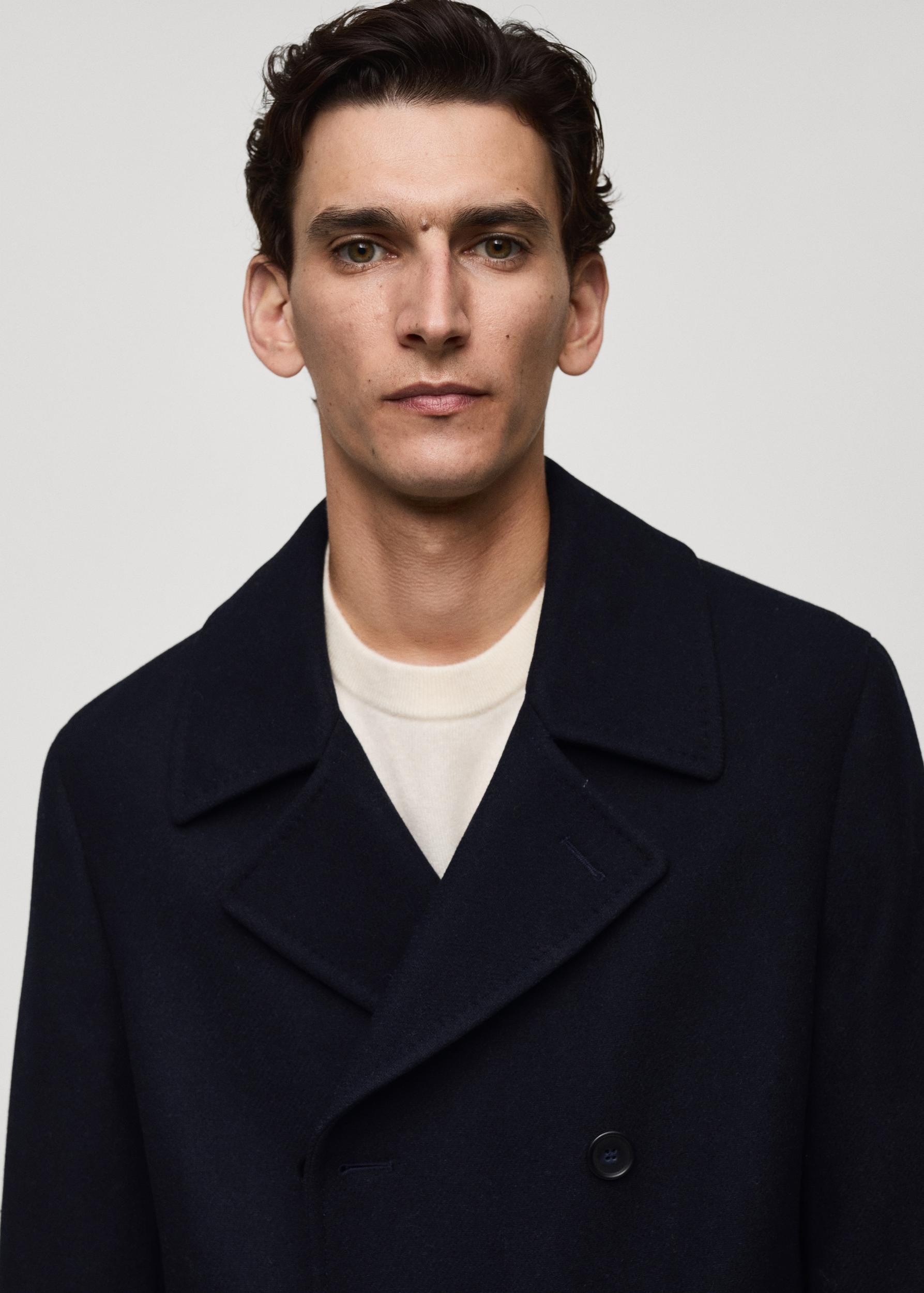 Wool double-breasted coat with buttons - Men | MANGO USA Product Image