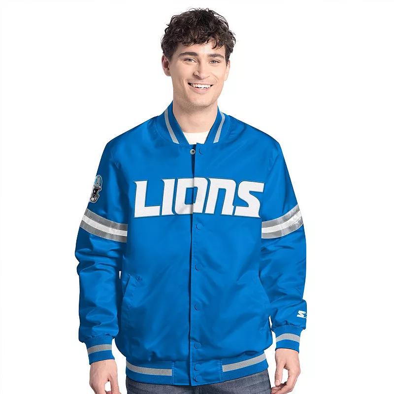 Men's Starter Blue Detroit Lions Scout Full-Snap Varsity Jacket,  Product Image