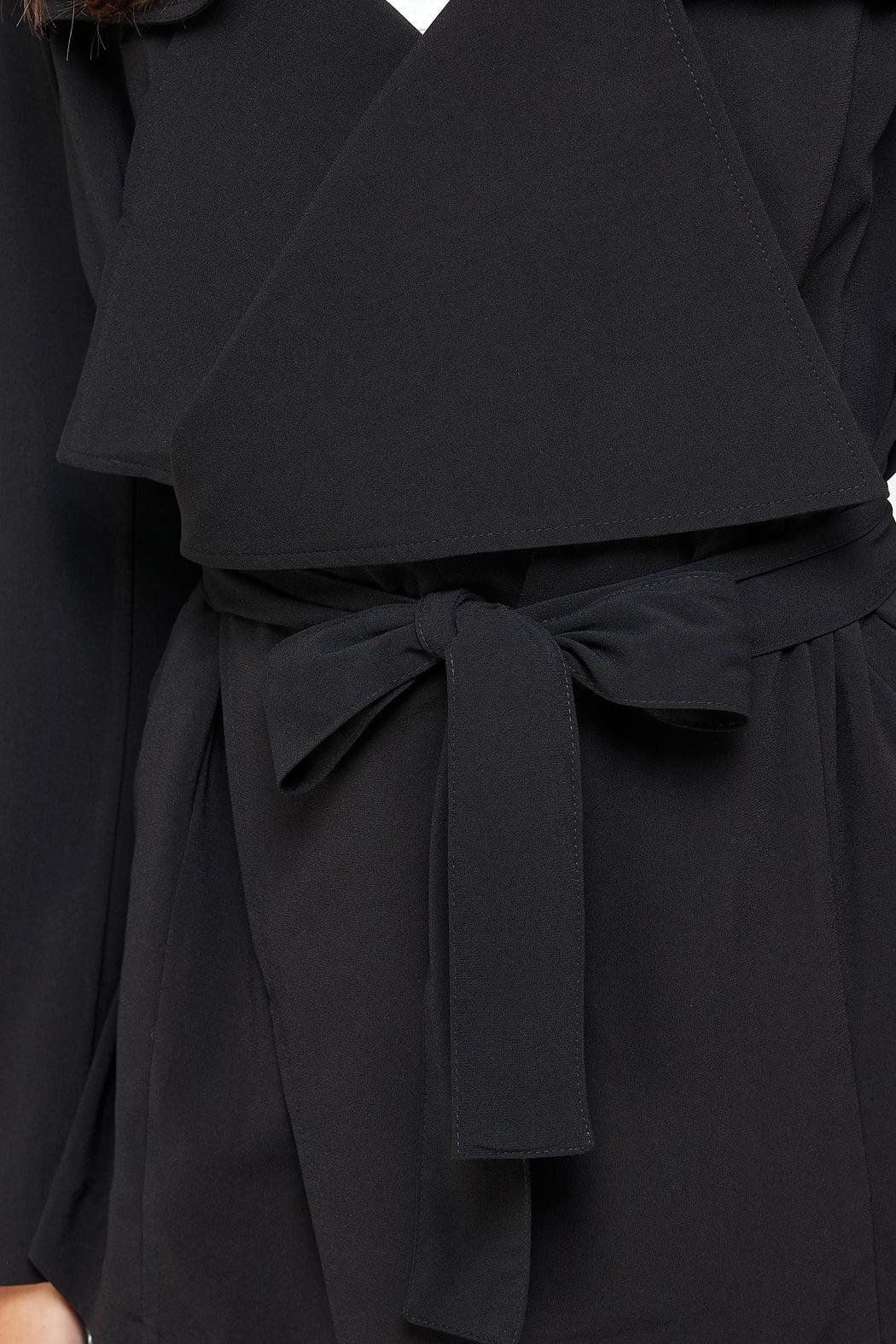 Draped Collar Trench Coat Jacket Top Product Image