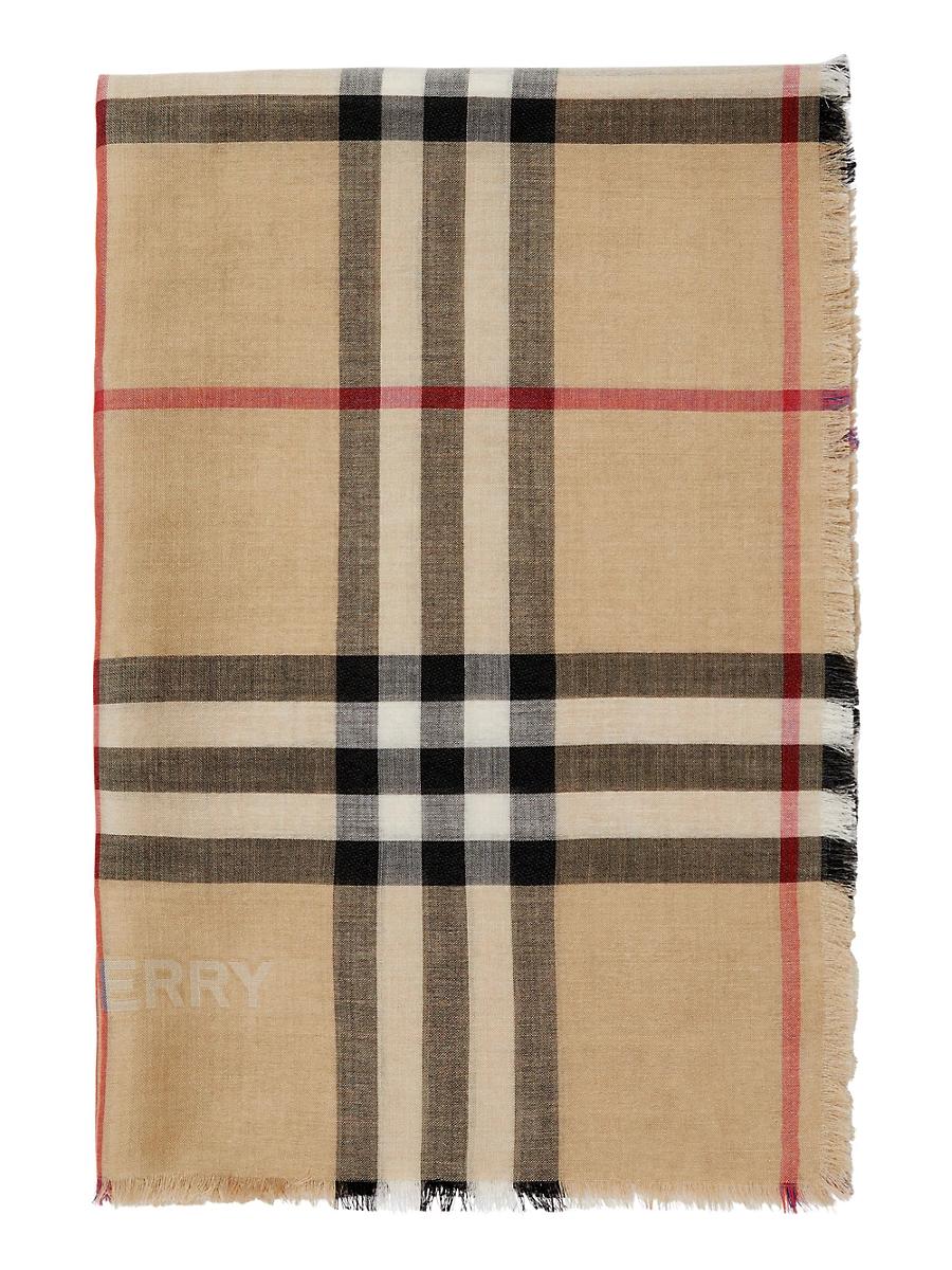 Womens Reversible Check Wool-Silk Scarf Product Image
