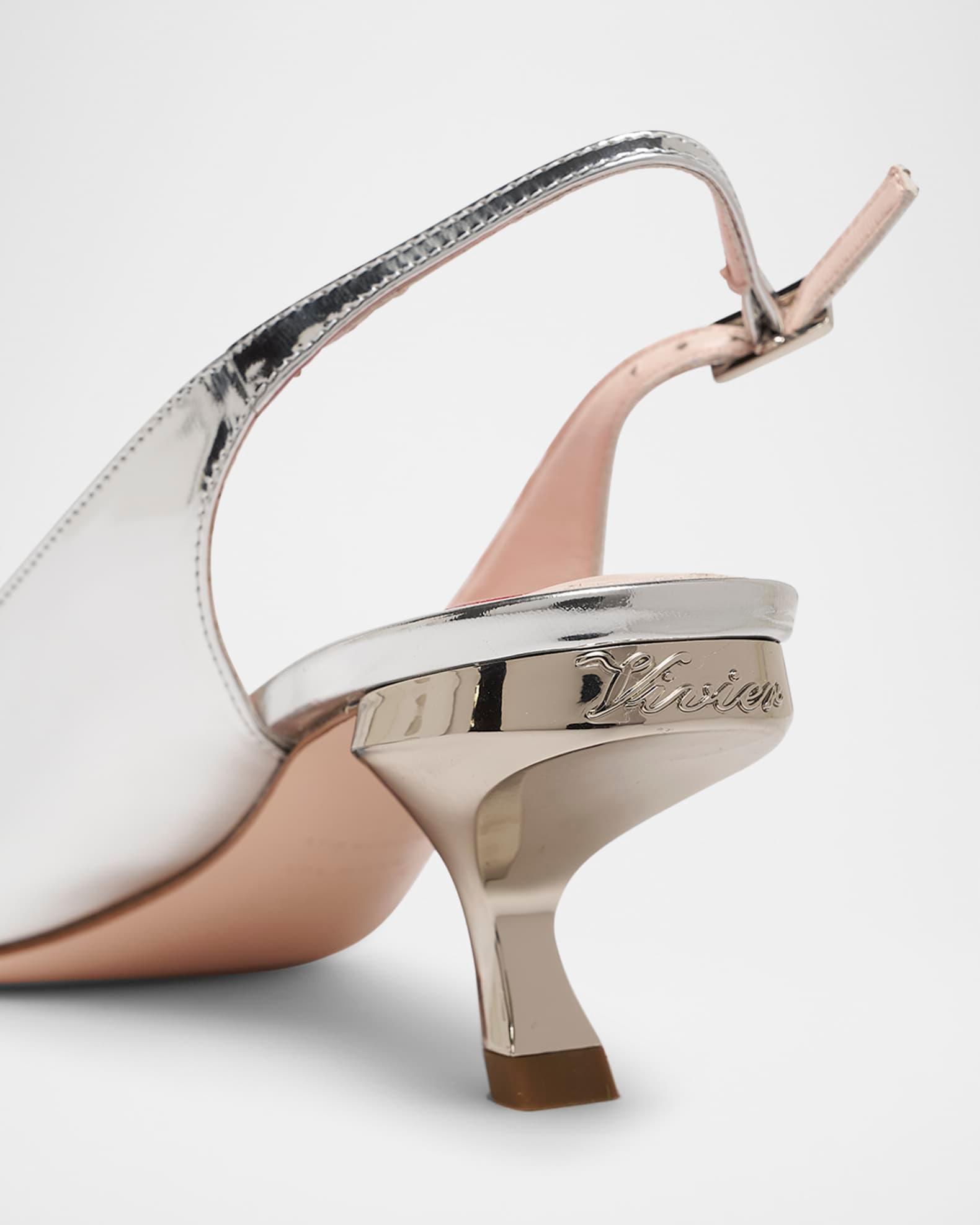 Virgule Metallic Buckle Slingback Pumps Product Image