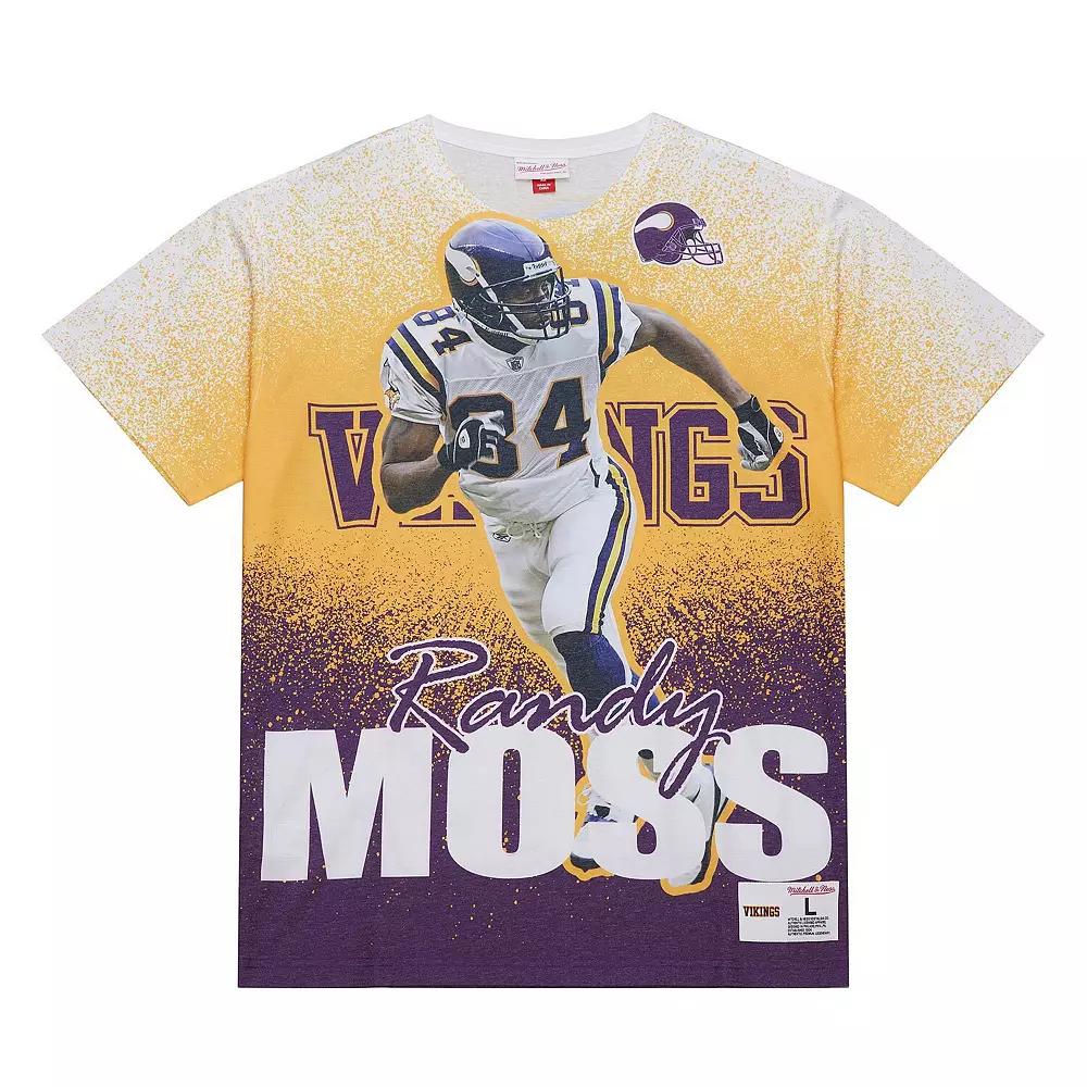 Men's Mitchell & Ness Randy Moss Gray Minnesota Vikings Burst Retired Player T-Shirt,  Product Image