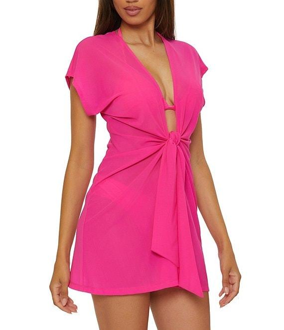 Trina Turk Indigo Solid Tie Front Dress Swim Cover-Up Product Image