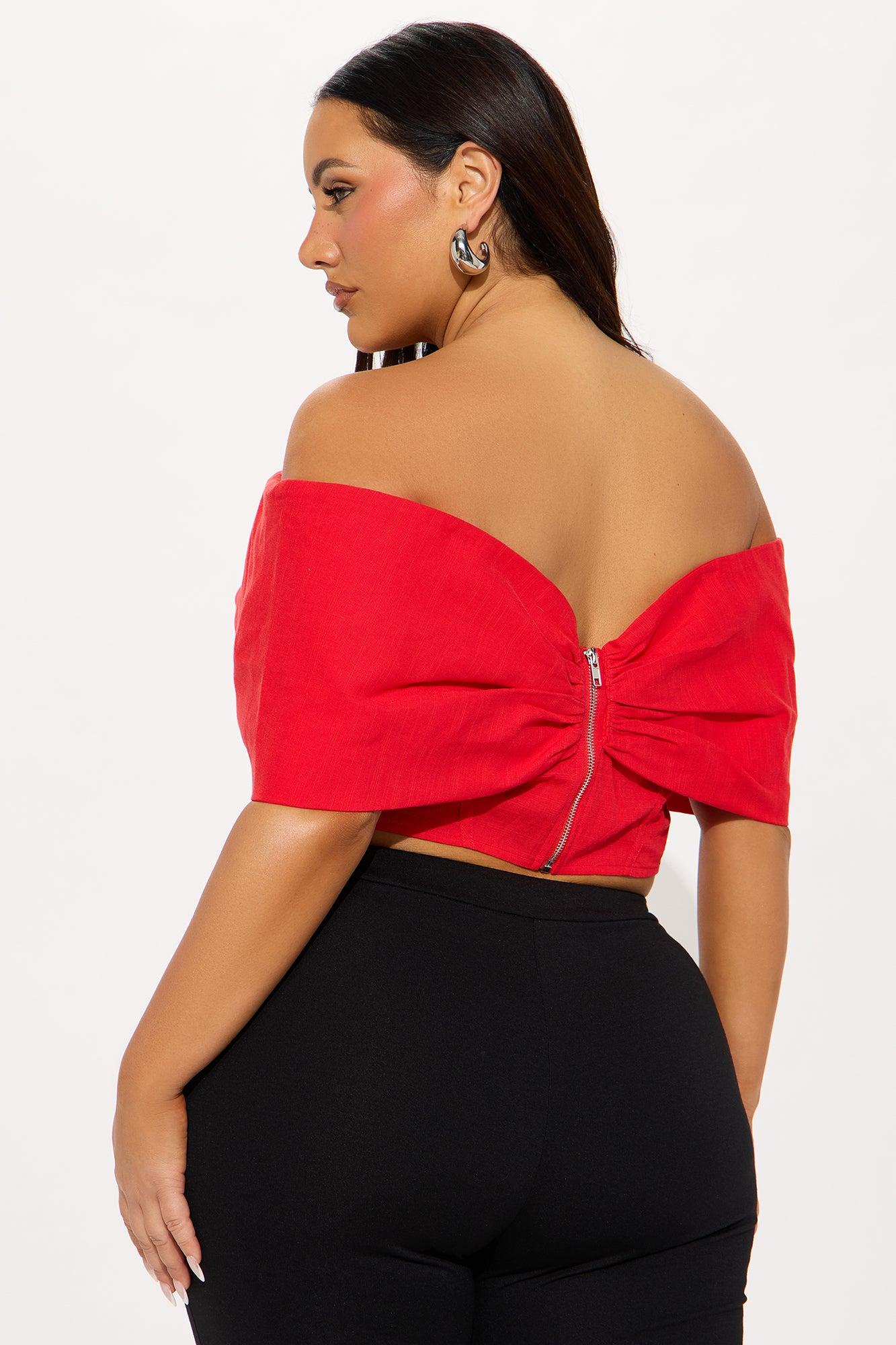 Lorelai Bow Corset Top - Red Product Image