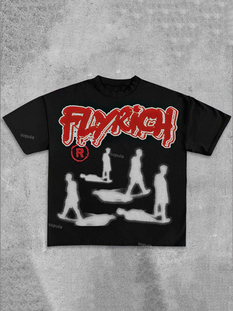 Sopula Vintage Fly Rich Print T-Shirt Product Image