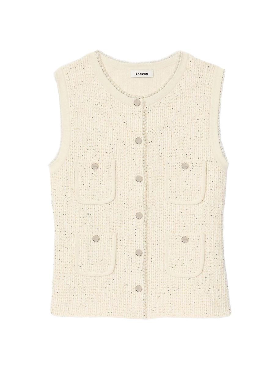 Womens Decorative Tweed Vest Product Image