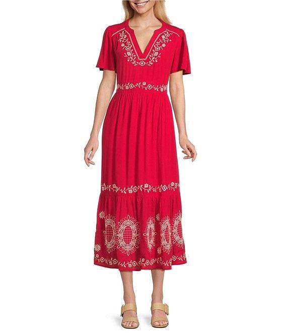 Nurture Short Flutter Sleeve V-Neck A-Line Maxi Dress Product Image