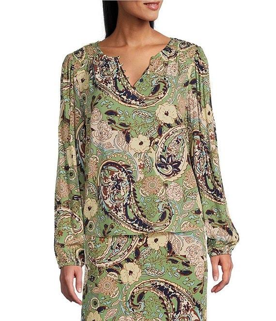 Nurture by Westbound Paisley Notch Neck Line Yoke Top Product Image