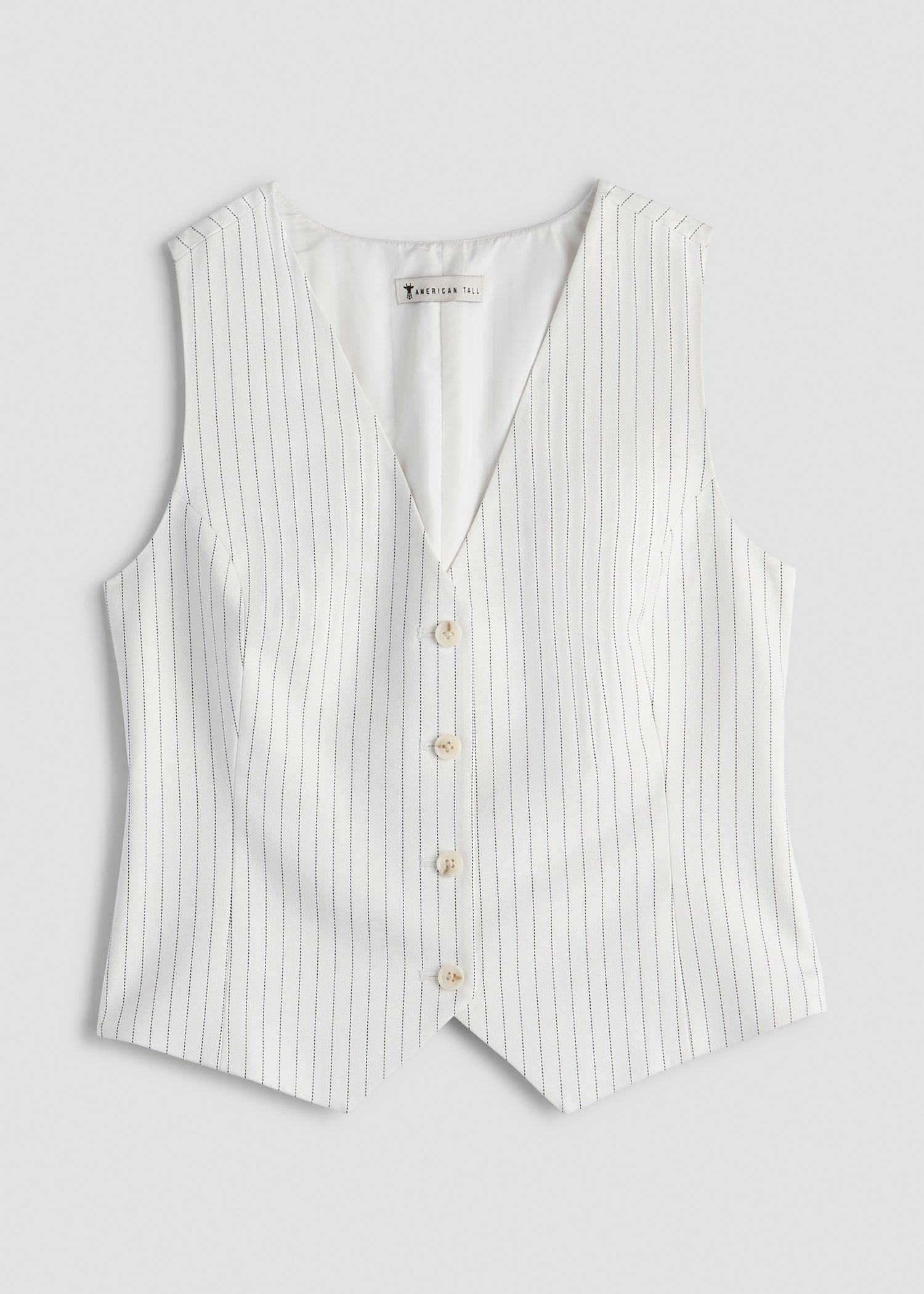 Tailored Vest for Tall Women in Off White Pinstripe Female Product Image