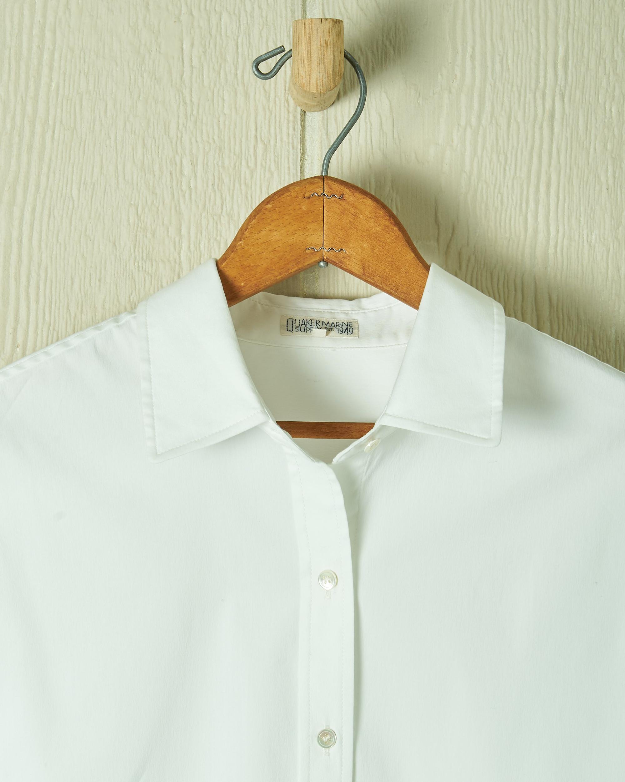 Women's Point Collar Blouse in White Cotton Tencel Product Image