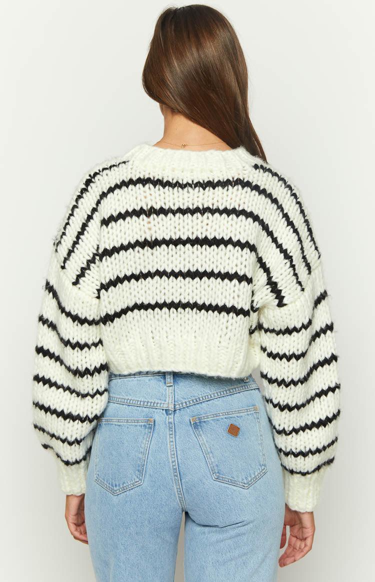 Belmont White Striped Sweater Product Image