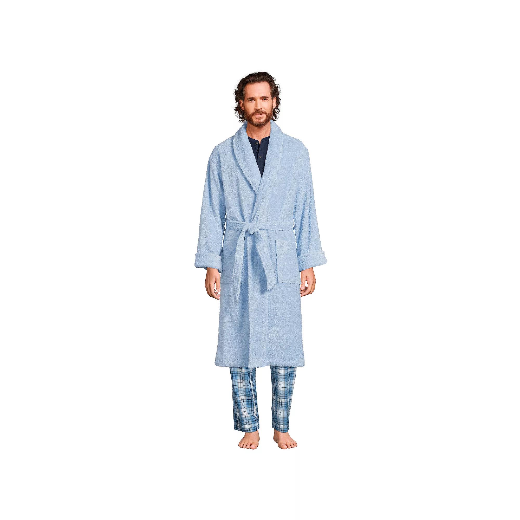 Men's Lands' End Calf-Length Turkish Terry Robe,  Product Image