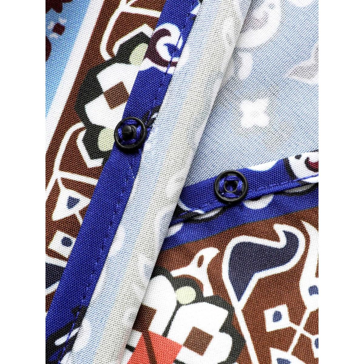 Plus Size Bandana Print Wrap Gathered Maxi Dress Navy Women Resort Belted V-neck Short sleeve Curvy BloomChic 26/4X Product Image