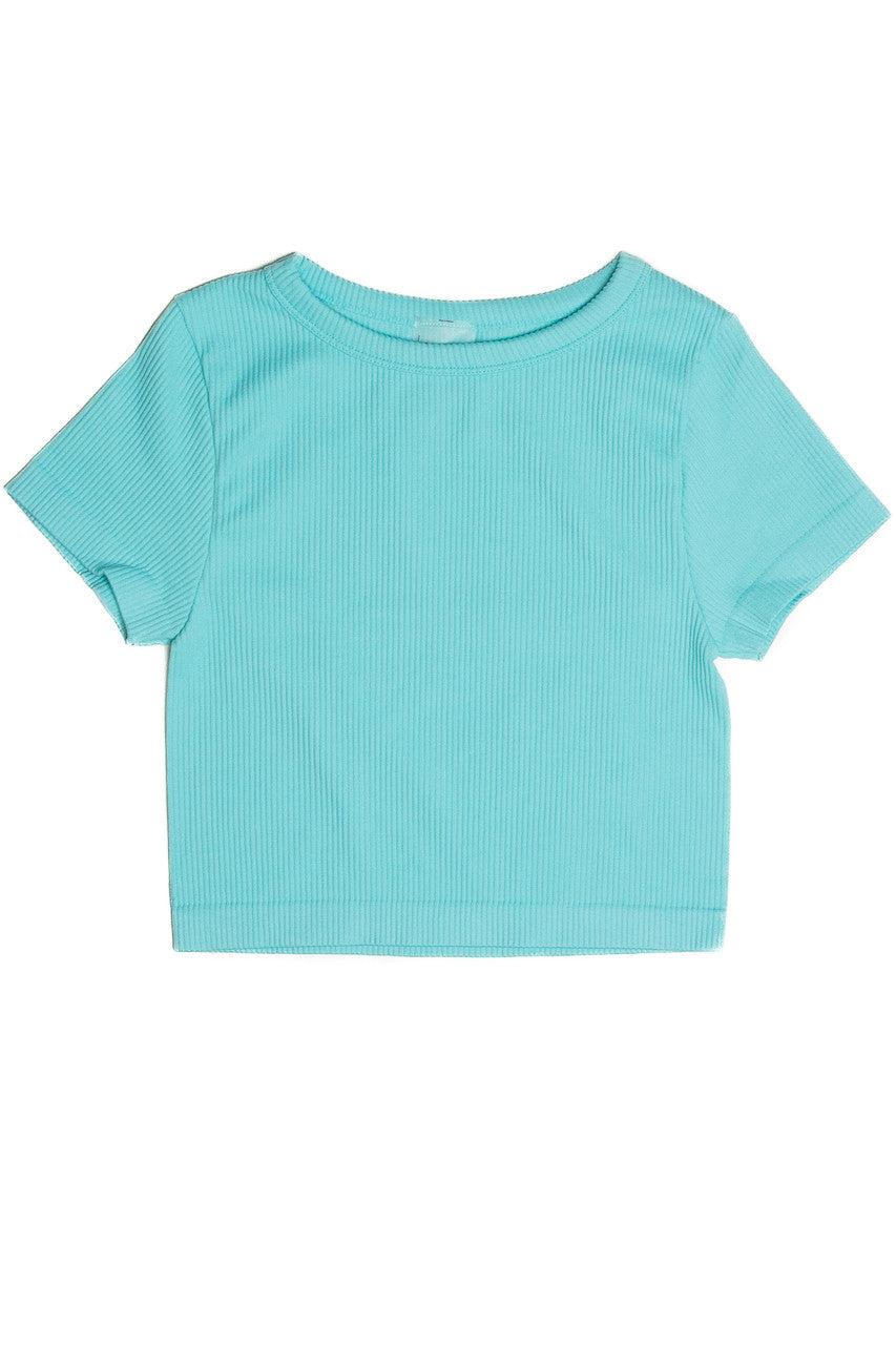 Light Blue Seamless Crop Shirt Product Image
