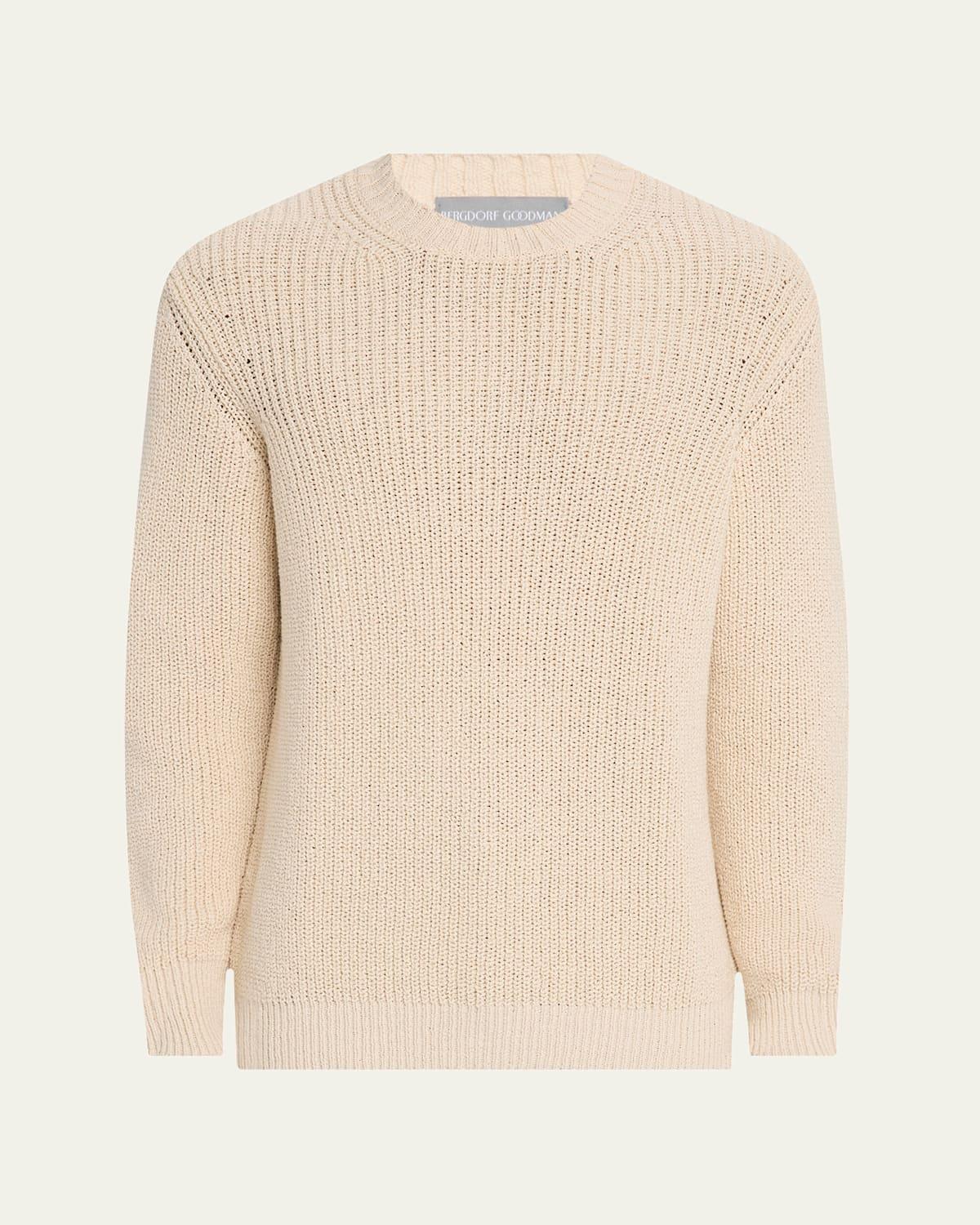 Mens Summer Cotton Rib Crewneck Sweater Product Image