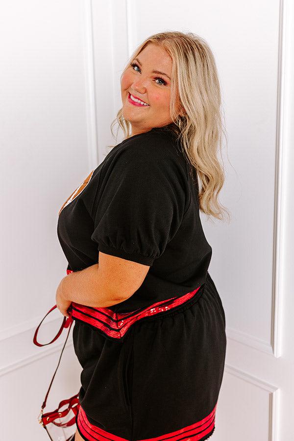 Sideline Social Embroidered Top in Black Curves Product Image