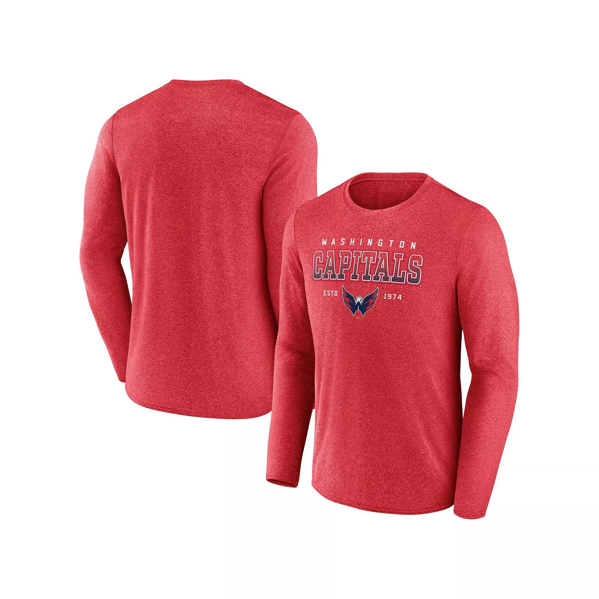 Men's Fanatics Branded Heather Red Washington Capitals Long Sleeve T-Shirt, Size: XL Product Image