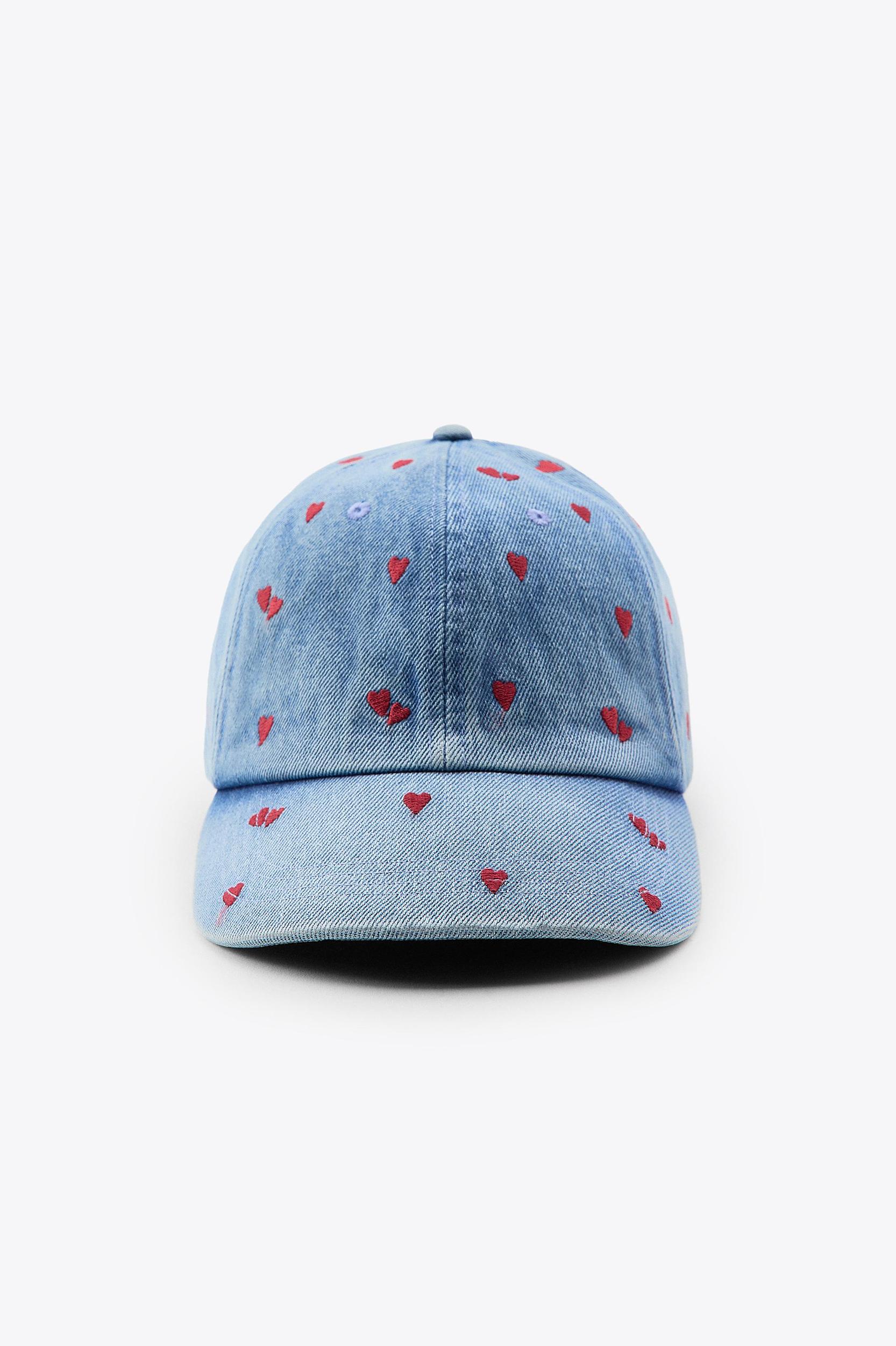 DENIM CAP WITH HEART EMBROIDERY Product Image