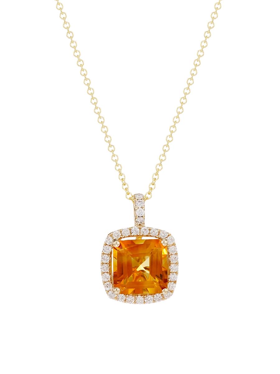 Womens 14K Yellow Gold, 0.35 TCW Diamond & Citrine Pendant Necklace Product Image
