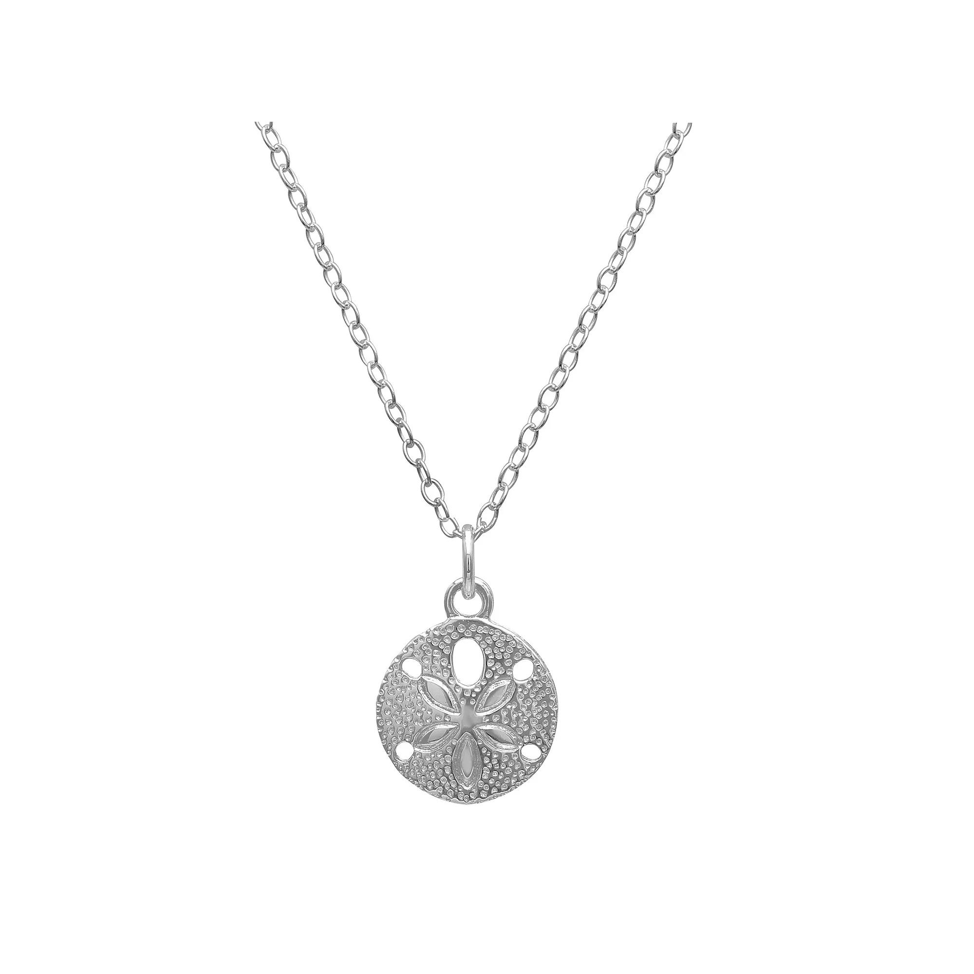 PRIMROSE Sterling Silver Round Polished Sand Dollar Pendant, Women's, Size: 18" Product Image