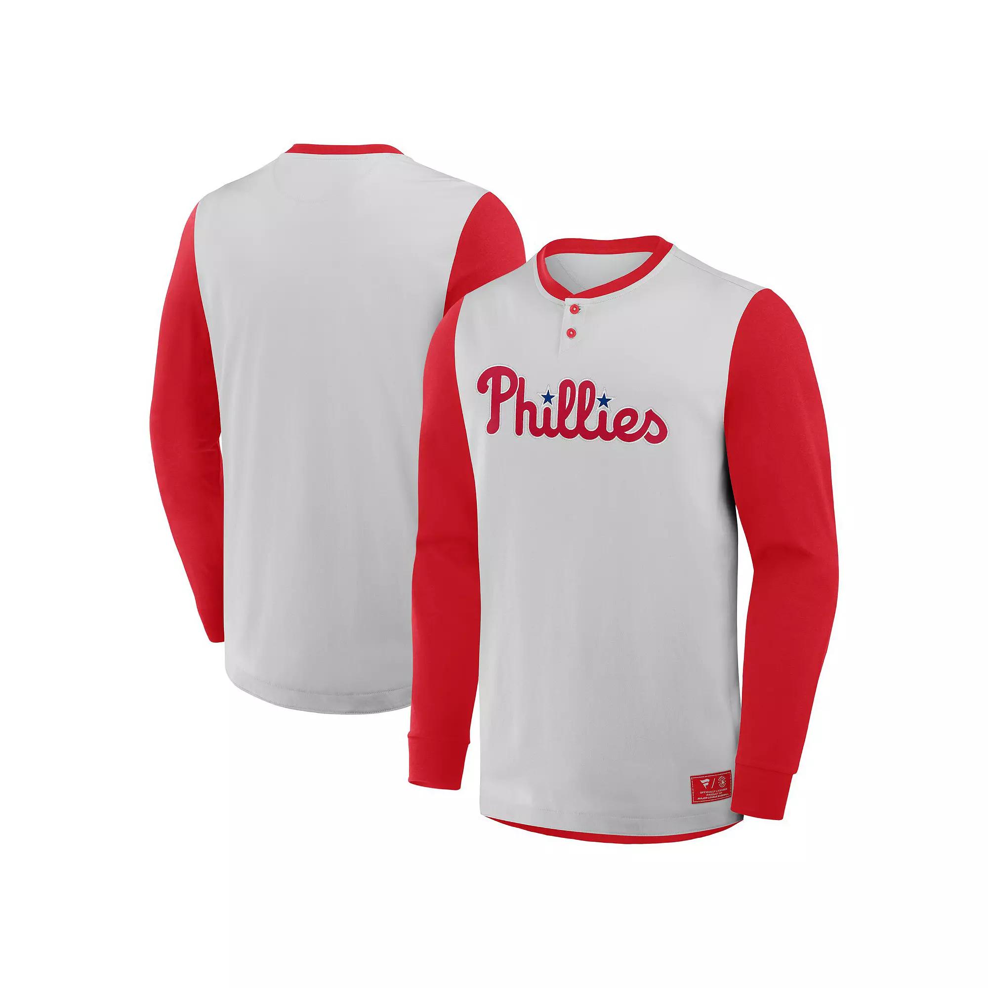 Men's Fanatics Gray/Royal New York Mets Clubhouse Long Sleeve Henley Shirt, Size: Large, Grey Product Image