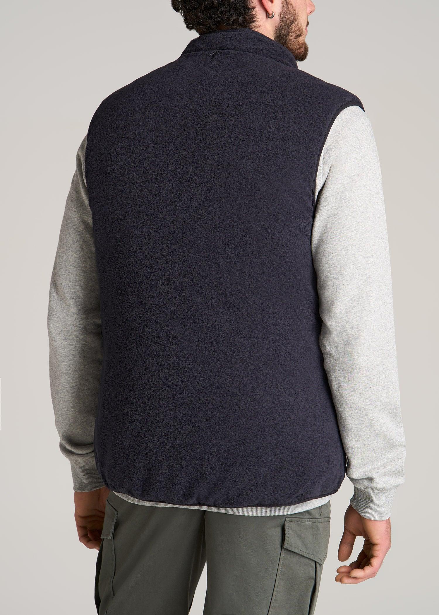 Quilted Reversible Vest for Tall Men in Black & Charcoal Male Product Image