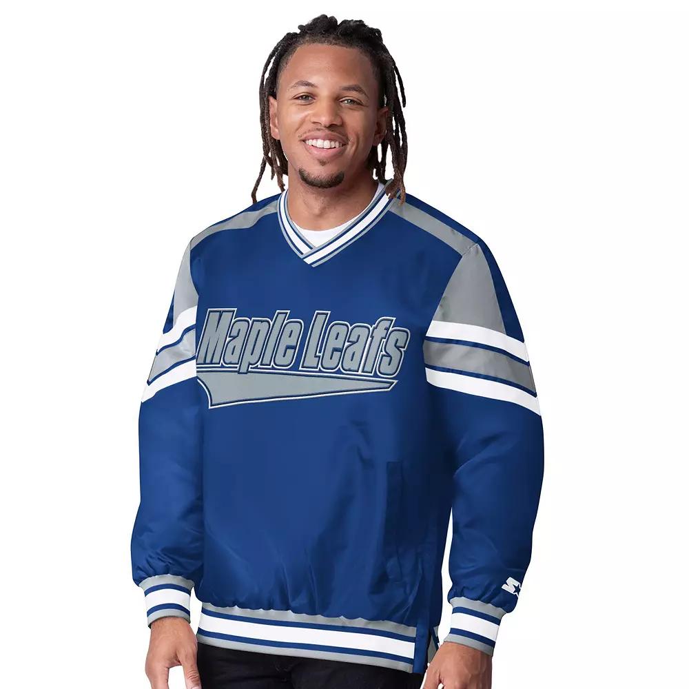 Men's Starter Blue Toronto Maple Leafs Reliver I V-Neck Pullover Jacket,  Product Image
