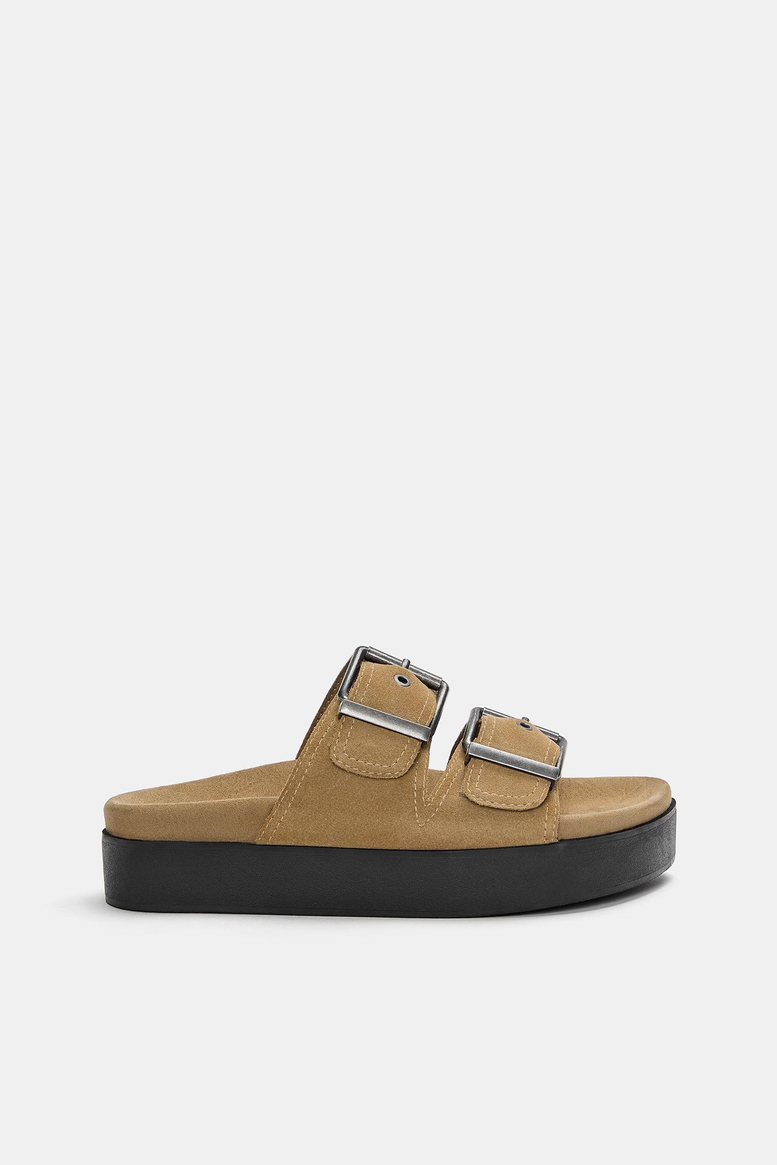 Chunky leather sandals with buckles Product Image