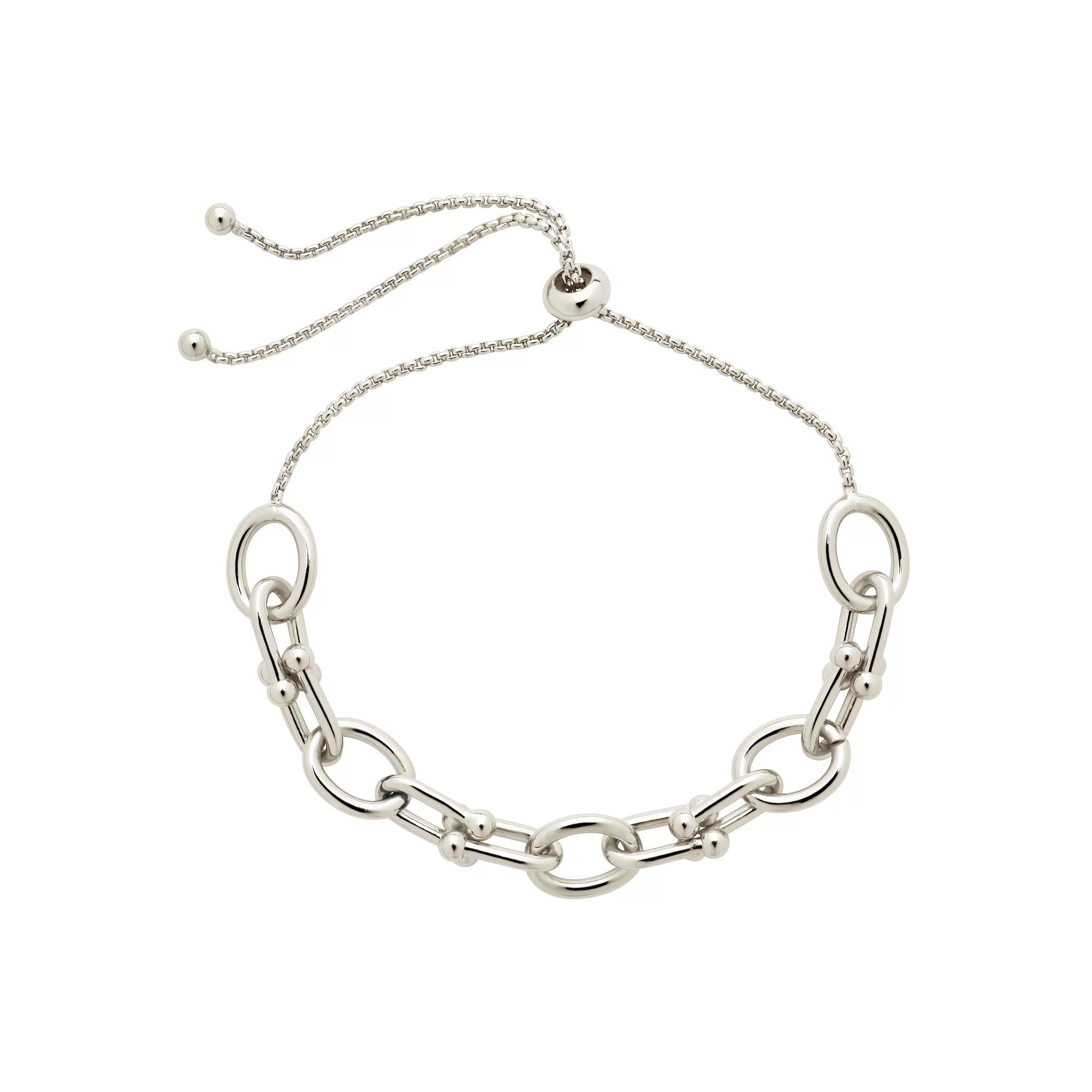 MC Collective Mixed Link Adjustable Bracelet, Women's, Size: 10", Silver Tone Product Image