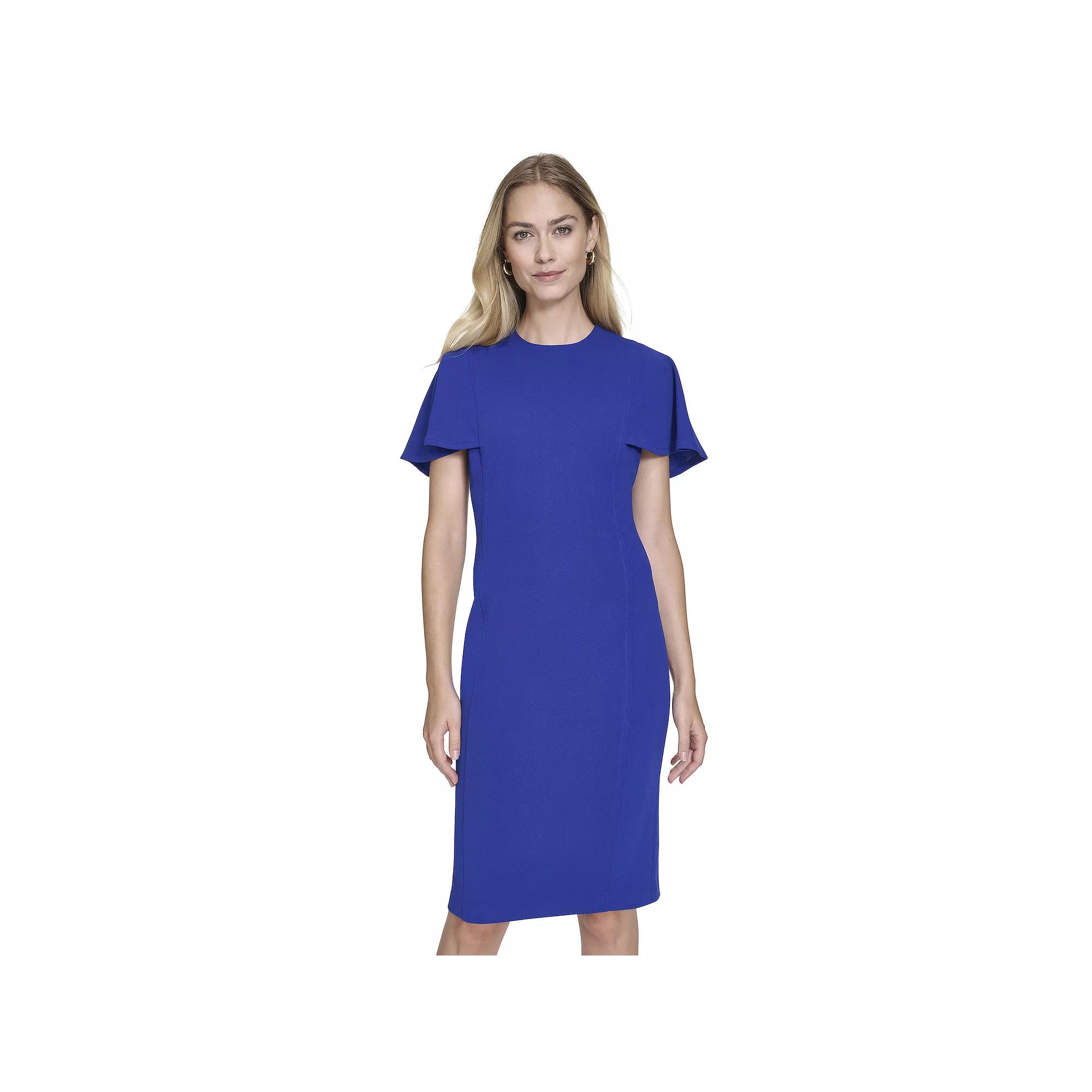 Women's Andrew Marc Short Cape Sleeve Sheath Dress, Size: 6, Ultramarine Product Image