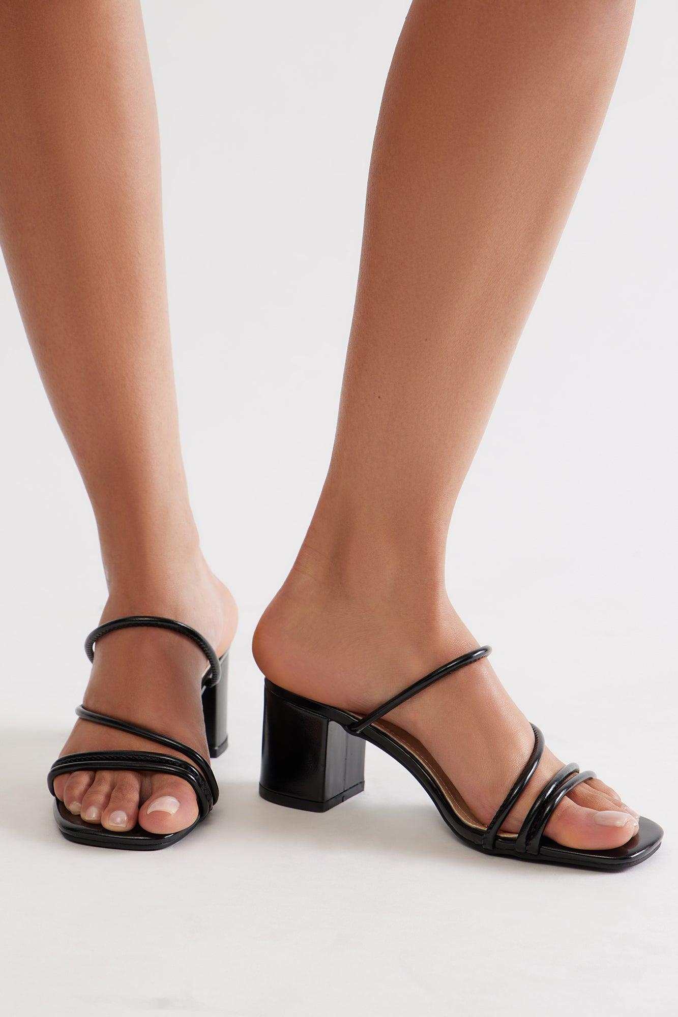 Cristaly Faux Leather Mules - Black Product Image