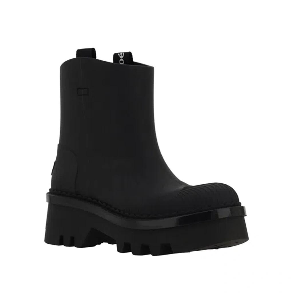 CHLOÉ Rubber Solid Color Ankle Boots With Heel 6cm In Black Product Image