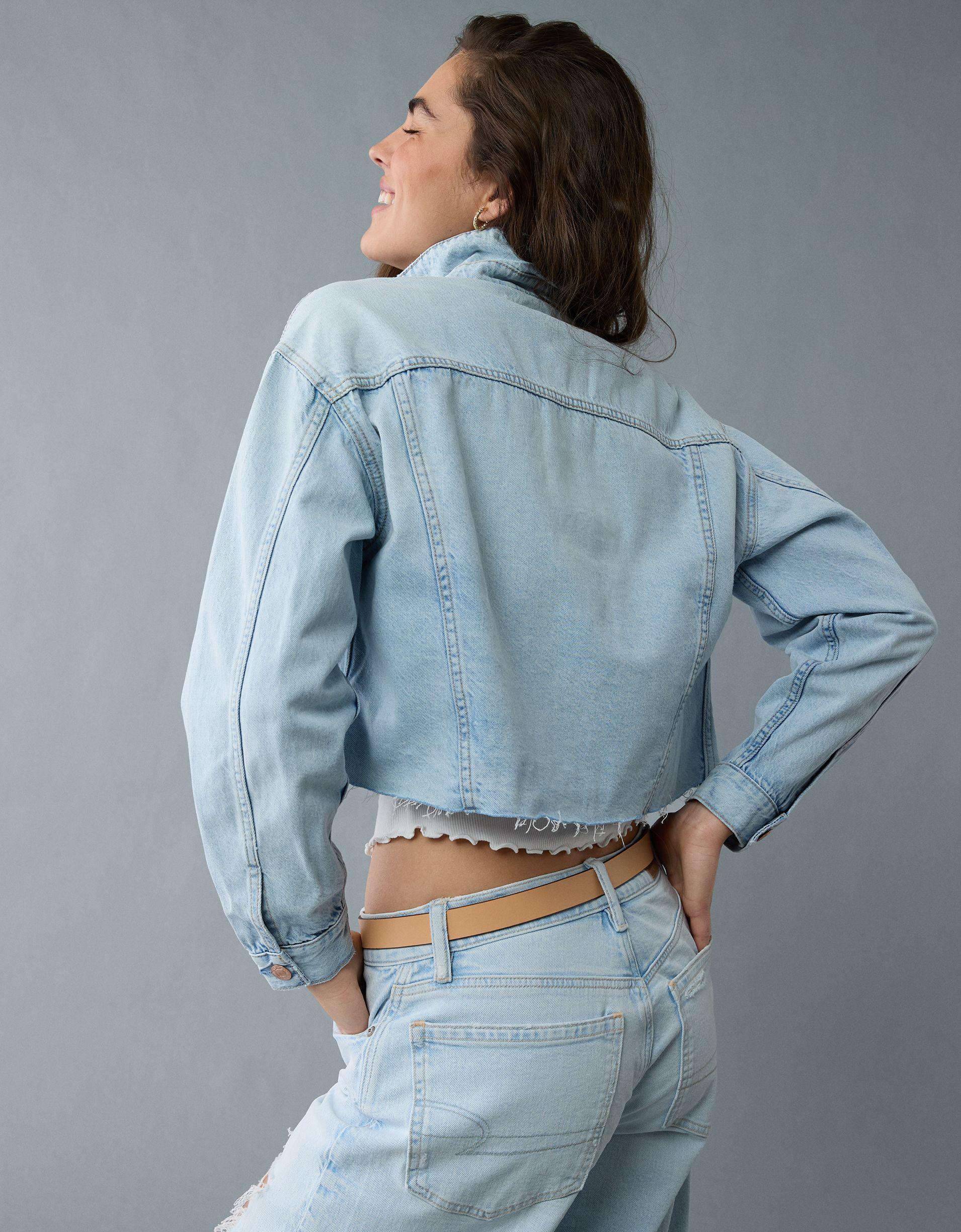 AE Cropped Cut-Off Denim Jacket Product Image