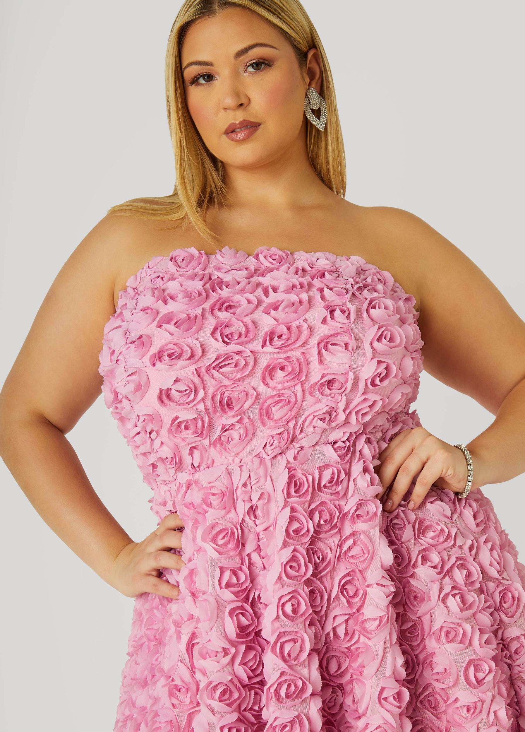 Plus Size Strapless Rosette A Line Dress Ashley Stewart Product Image