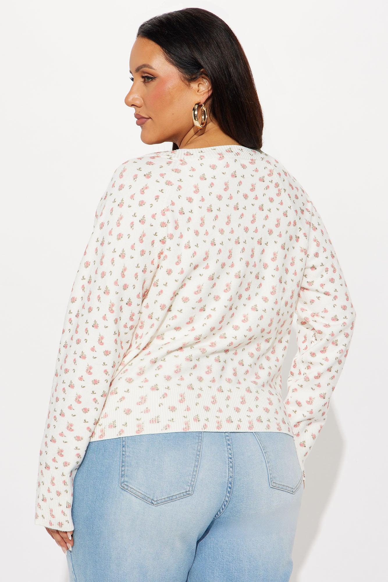 In Full Bloom Ditsy Floral Cardigan Sweater - Ivory/combo Product Image