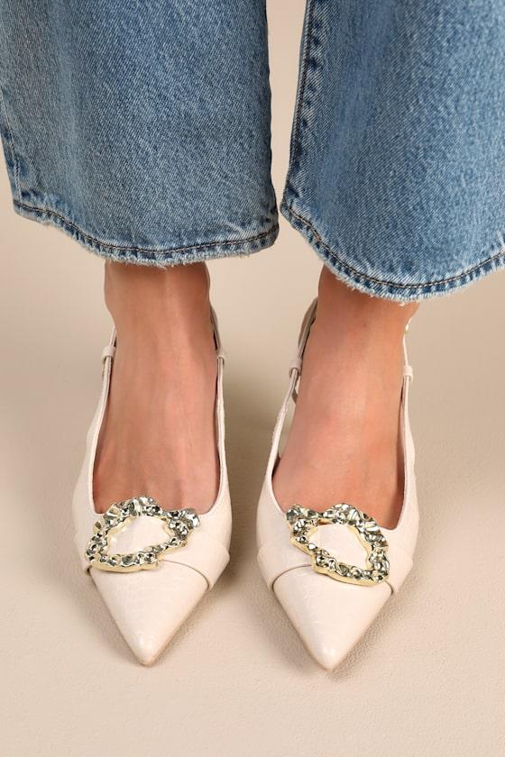 Artigan Bone Croc-Embossed Slingback Pumps Product Image