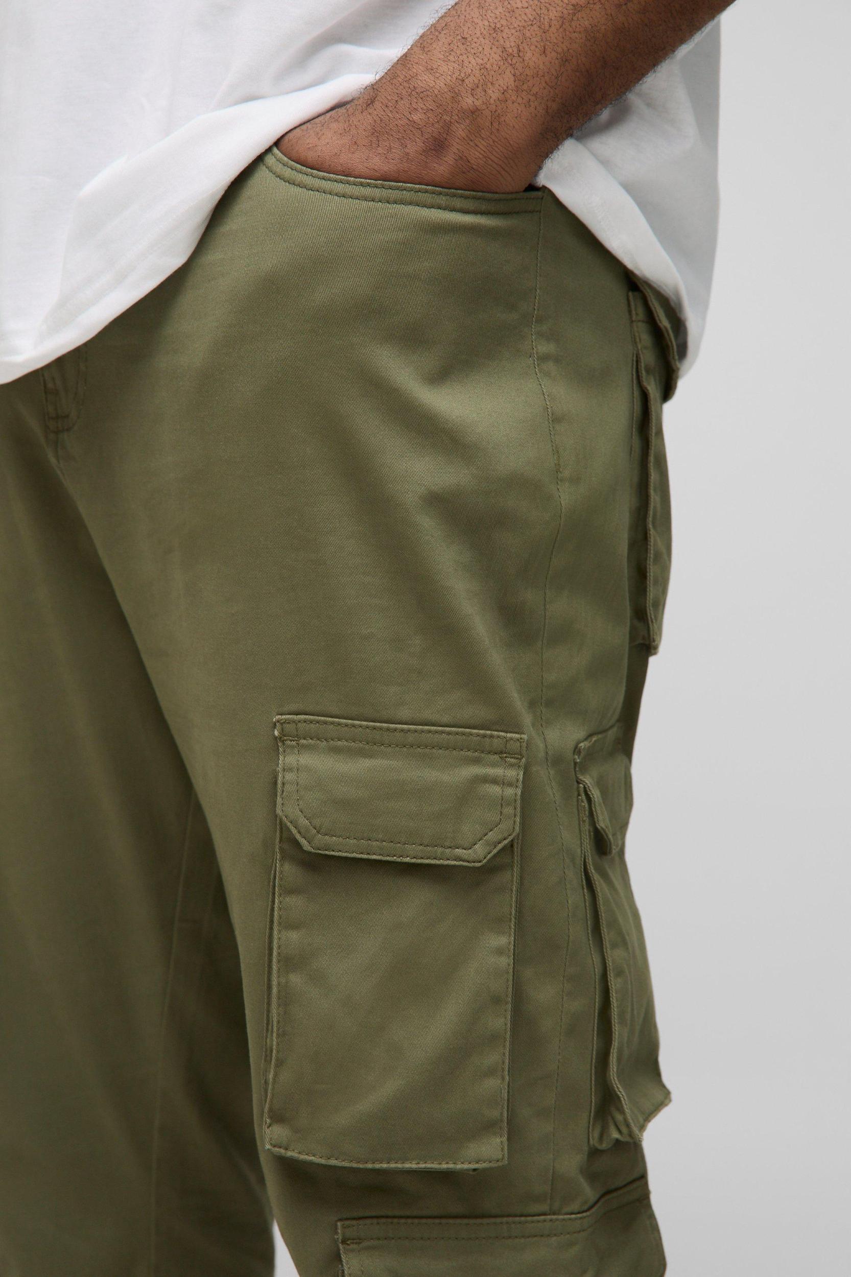 Plus Fixed Waist Multi Cargo Stacked Skinny Cargo Pants | boohooMAN USA Product Image