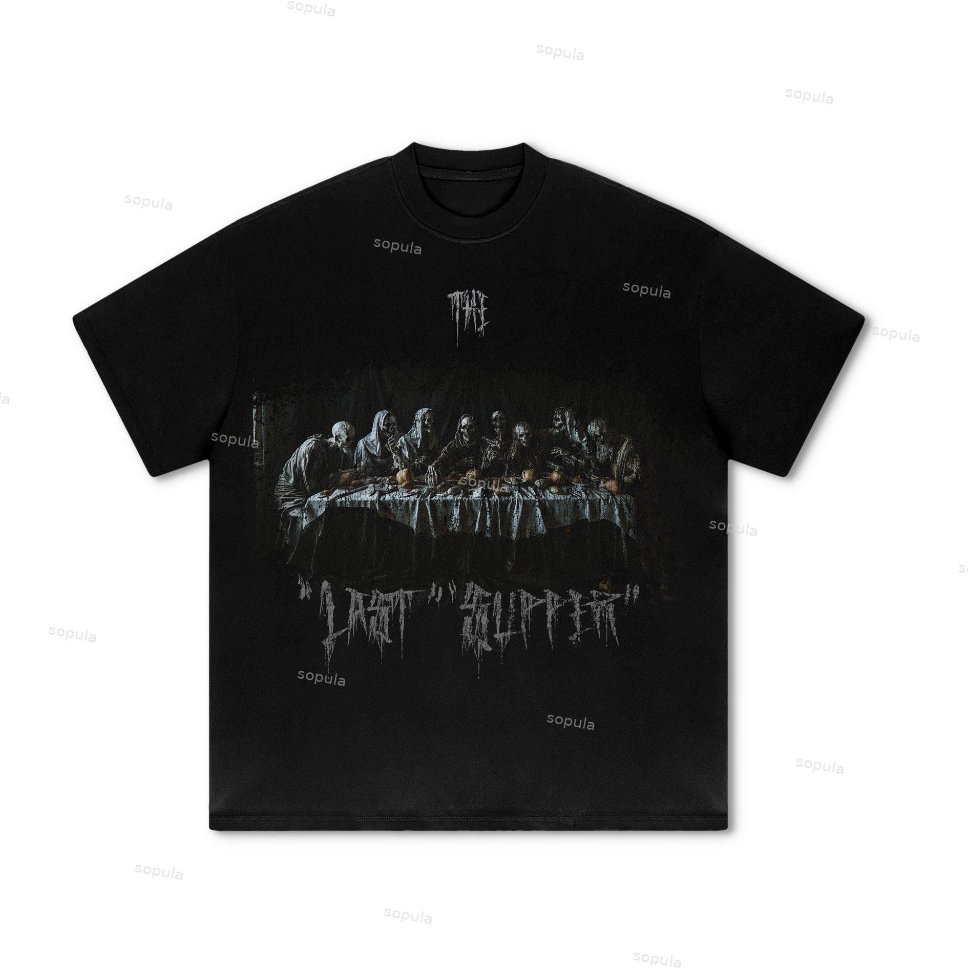 Sopula 2024 Surreal Dark Last Supper Design Graphics Cotton T-Shirt Product Image