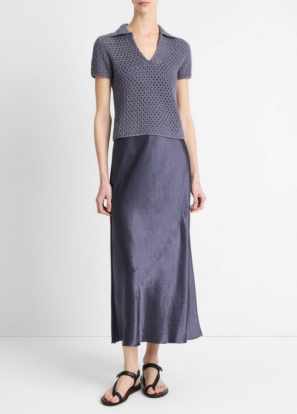 Macramé Cotton Polo Sweater Product Image