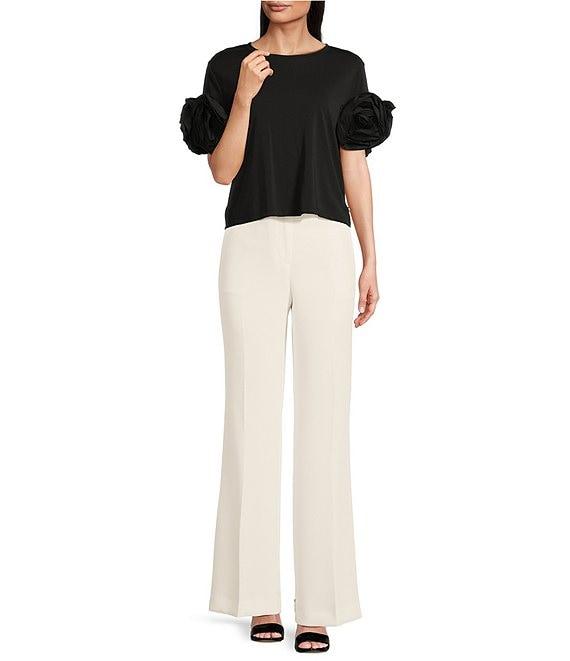 KARL LAGERFELD PARIS Jersey Crew Neck Short Sleeve Top Product Image